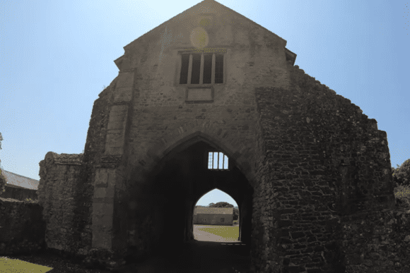 Stone gatehouse entrance at Cleeve Abbey.