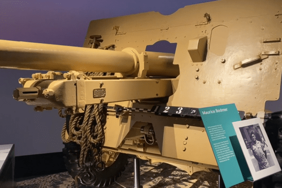 Historic field artillery gun displayed inside the Imperial War Museum London.